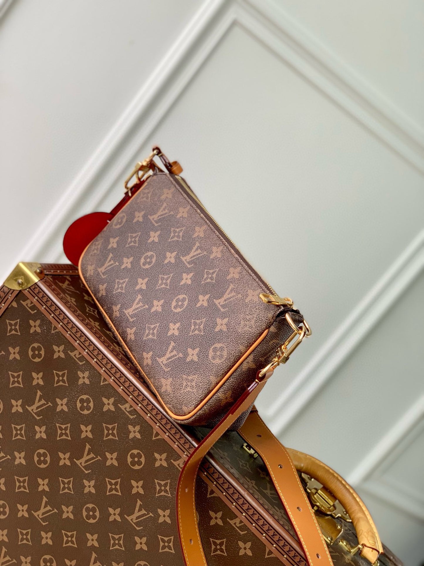 Luxury Monogram Brown Handbag with Tassel Detail - Elegant Designer Style Crossbody Bag