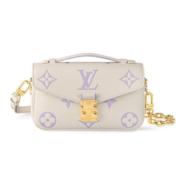 Louis Vuitton Pochette Métis East West Monogram Empreinte Leather Handbag - Beige/Purple