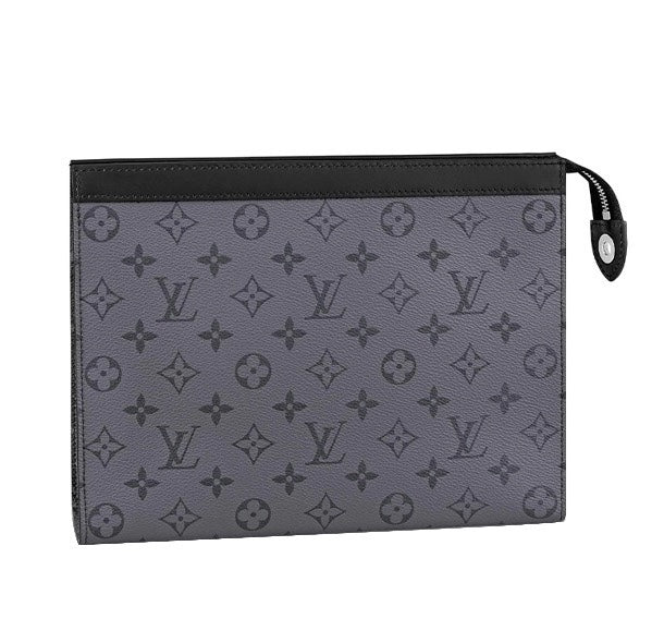Louis Vuitton Pochette Voyage MM Monogram Eclipse Canvas Men's Clutch Bag - Grey/Black