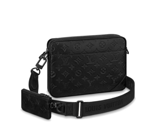 Louis Vuitton Duo Messenger Bag - Monogram Shadow Leather - Black