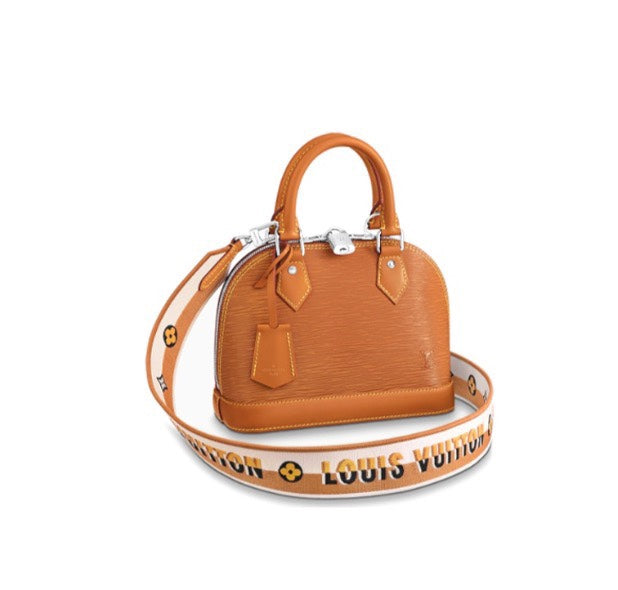 Louis Vuitton Alma BB Epi Leather Handbag with Jacquard Strap - Tan