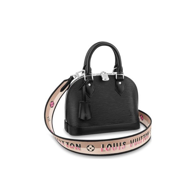 Louis Vuitton Alma BB Bag Epi Leather Noir Black with Jacquard Strap