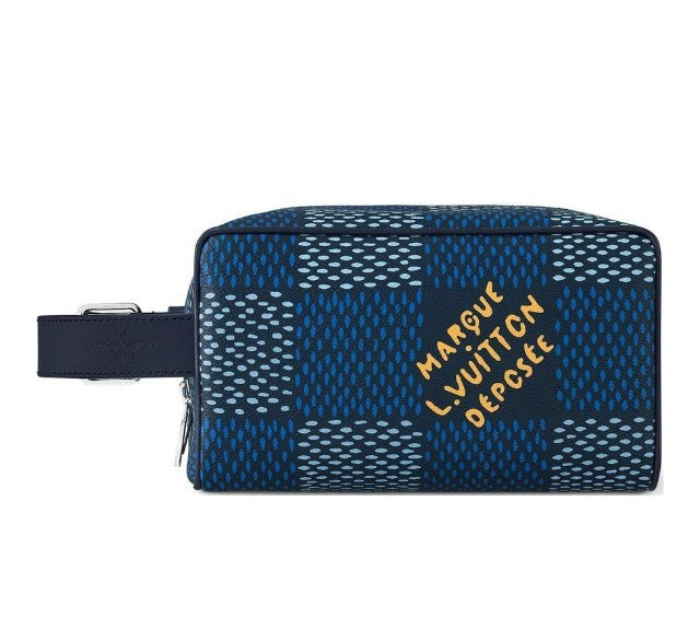 Louis Vuitton Damier Pop Dopp Kit Toiletry Bag - Blue Canvas