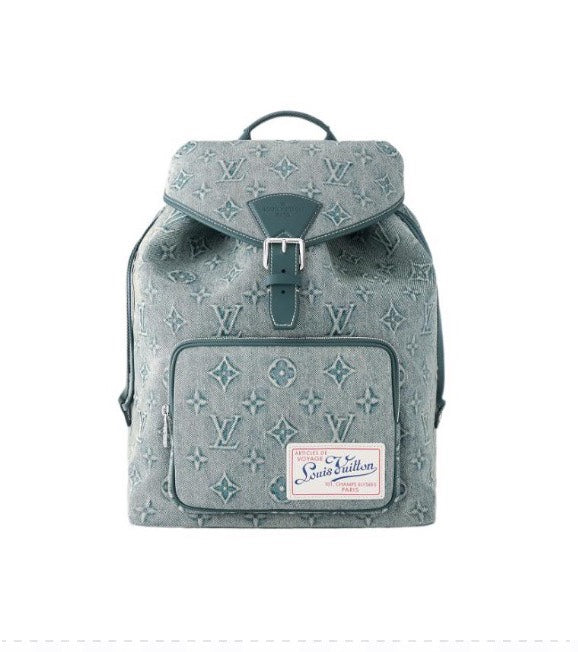 Louis Vuitton Montsouris PM Monogram Washed Denim Backpack - Blue