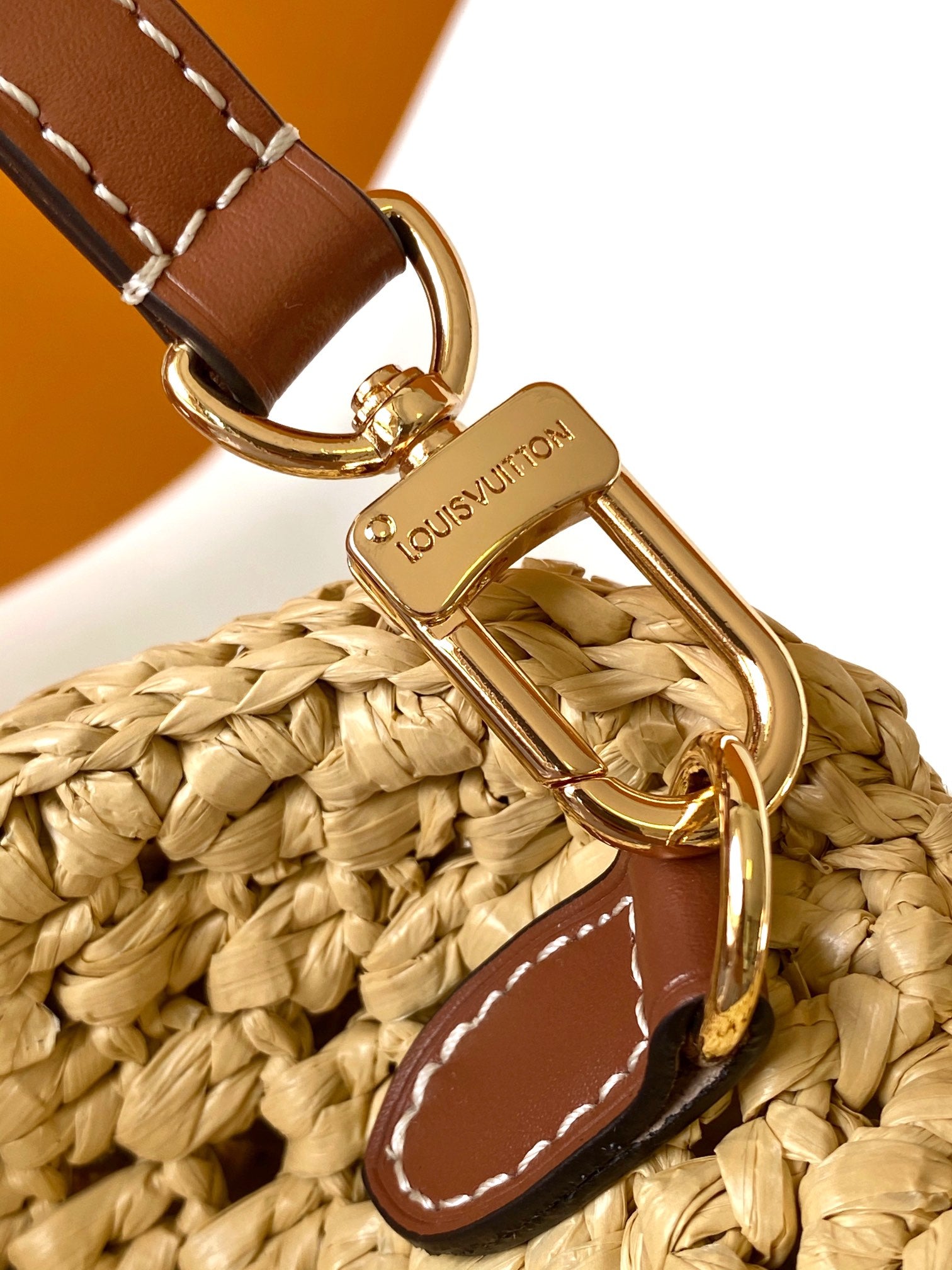 Louis Vuitton Summer Woven Straw Mini Barrel Crossbody Bag with Leather Trim