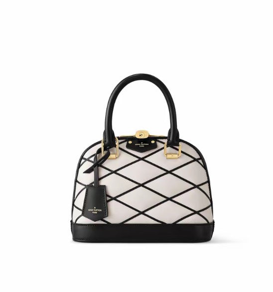 Louis Vuitton Alma BB Malletage Handbag - White and Black Leather