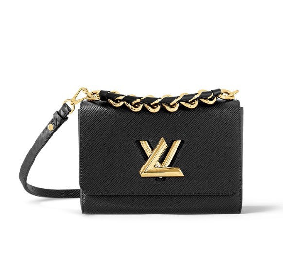 Louis Vuitton Twist MM Black Epi Leather Handbag with Gold Hardware