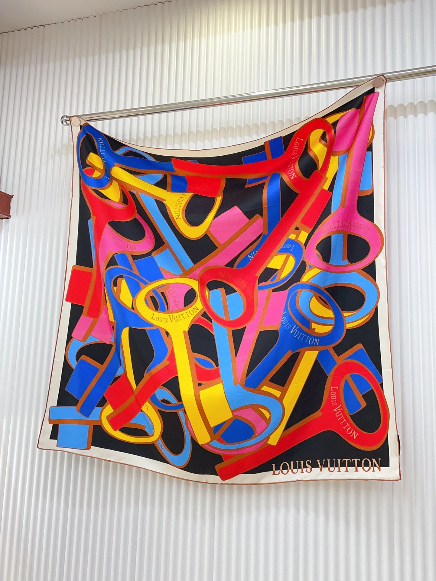 Louis Vuitton Multicolor Silk Square Scarf - Abstract Geometric Print Luxury Women's Fashion Accessory