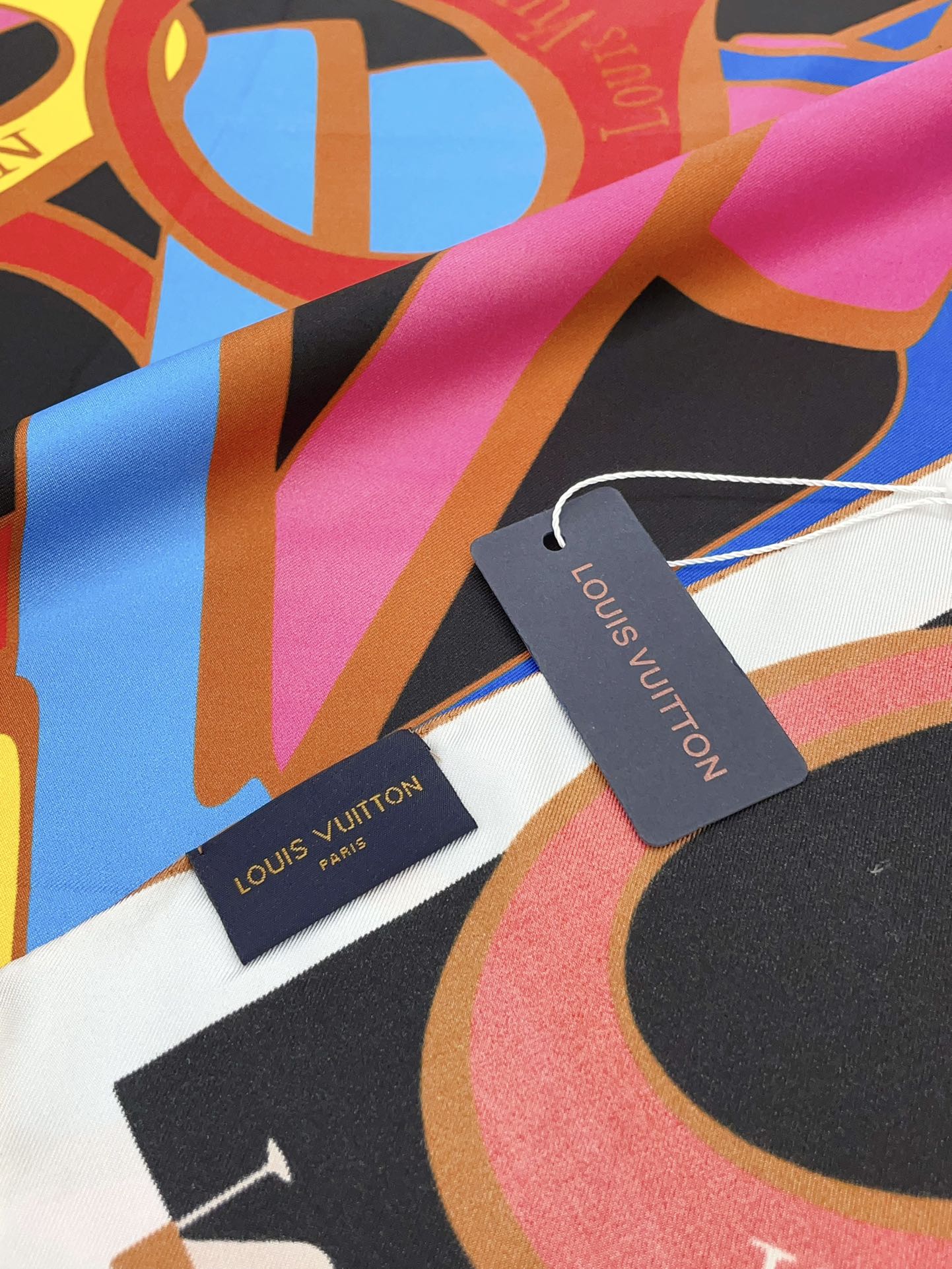 Louis Vuitton Multicolor Silk Square Scarf - Abstract Geometric Print Luxury Women's Fashion Accessory