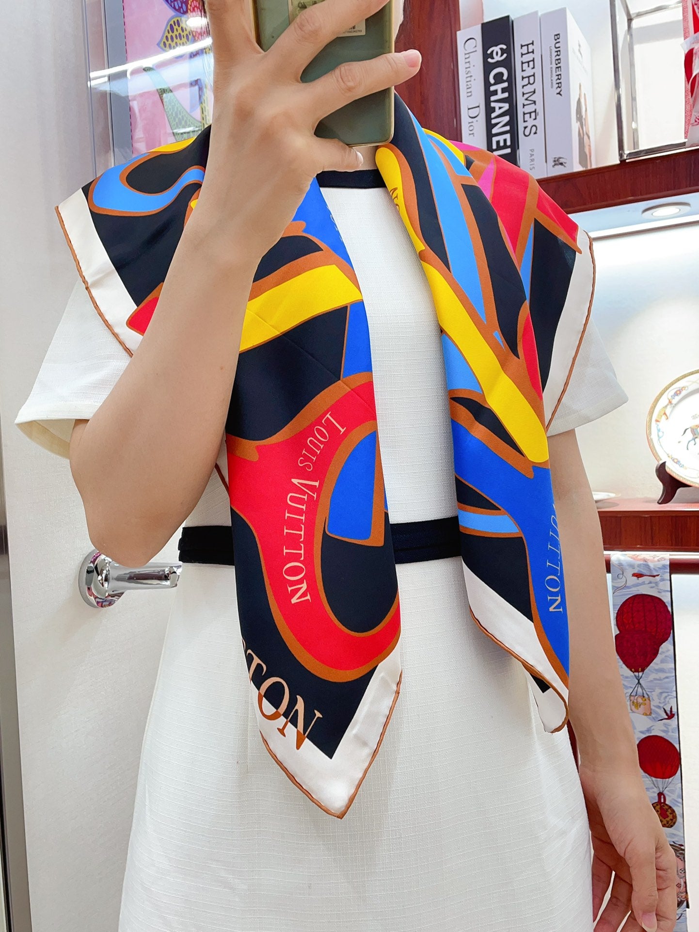 Louis Vuitton Multicolor Silk Square Scarf - Abstract Geometric Print Luxury Women's Fashion Accessory