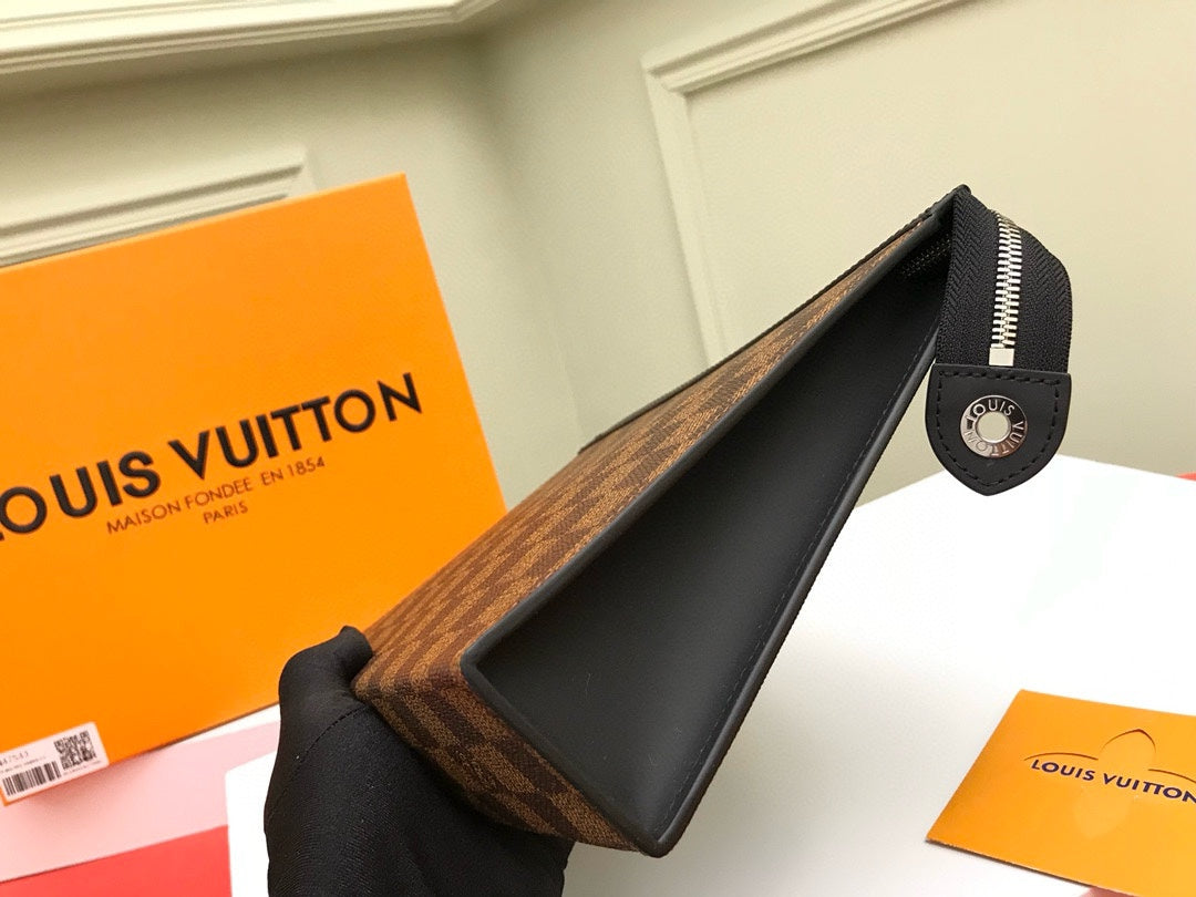 Louis Vuitton Damier Ebène Pochette Voyage Toiletry Pouch Brown Canvas