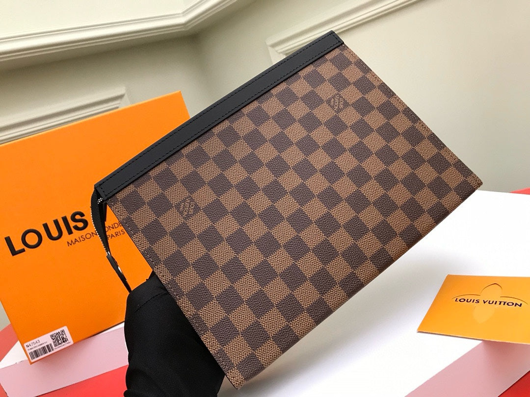 Louis Vuitton Damier Ebène Pochette Voyage Toiletry Pouch Brown Canvas