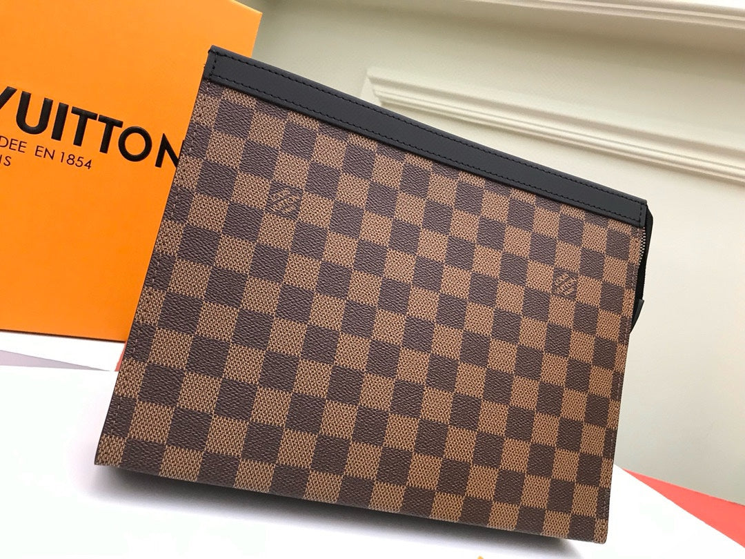 Louis Vuitton Damier Ebène Pochette Voyage Toiletry Pouch Brown Canvas