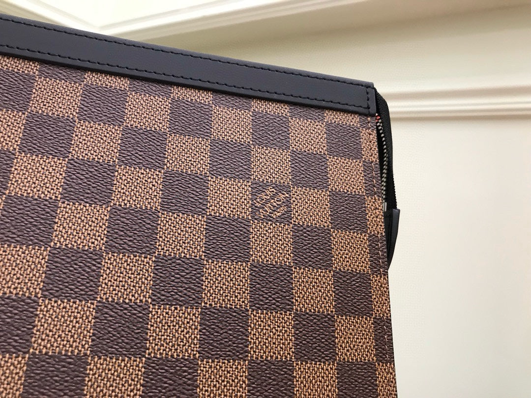 Louis Vuitton Damier Ebène Pochette Voyage Toiletry Pouch Brown Canvas