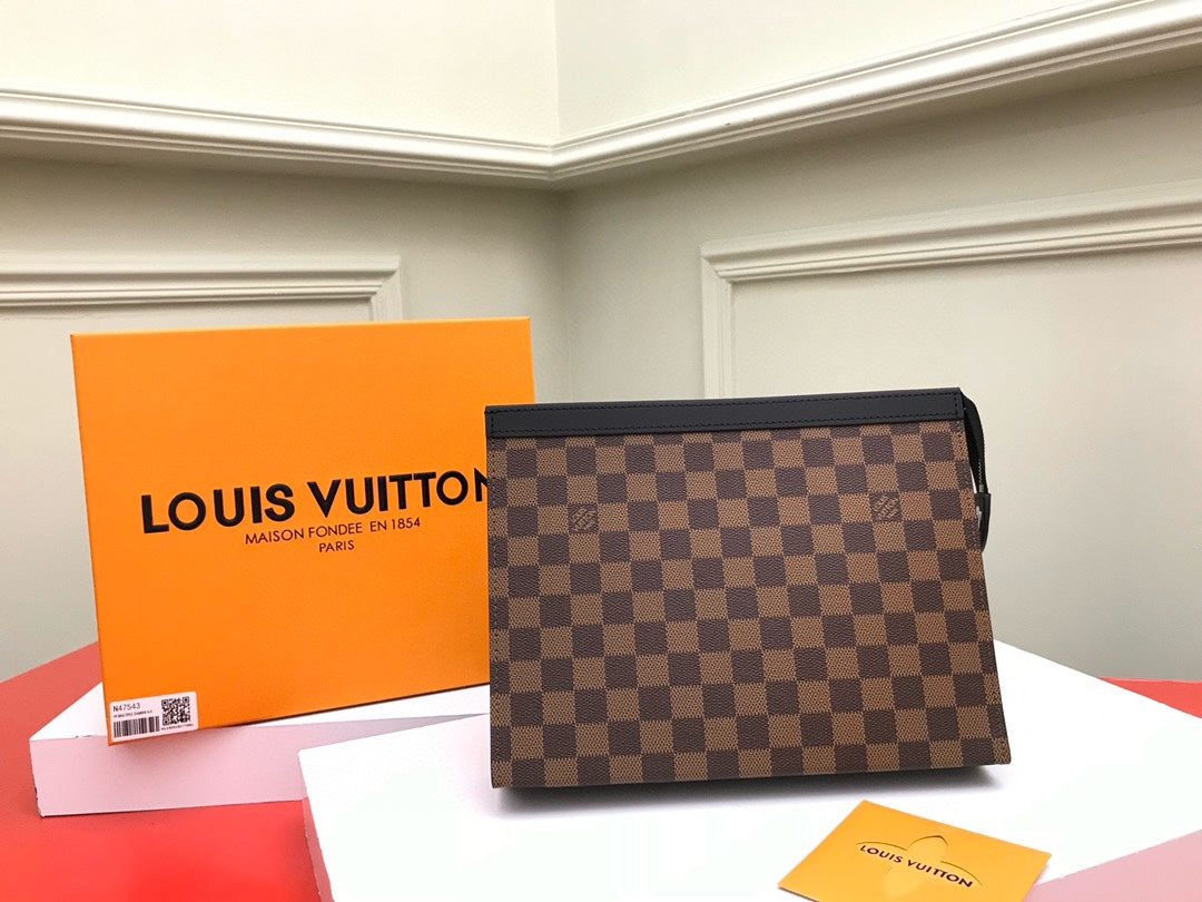 Louis Vuitton Damier Ebène Pochette Voyage Toiletry Pouch Brown Canvas