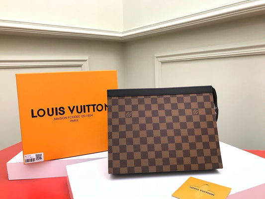 Louis Vuitton Damier Ebène Pochette Voyage Toiletry Pouch Brown Canvas