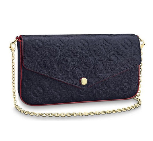 Louis Vuitton Félicie Pochette Monogram Empreinte Leather Navy Blue