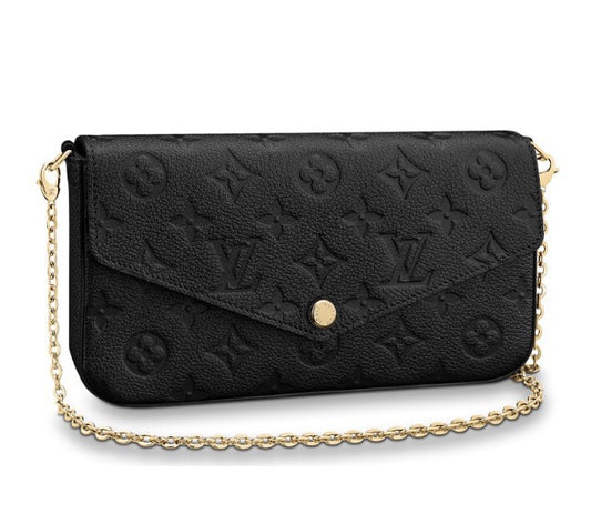 Louis Vuitton Félicie Pochette Monogram Empreinte Leather Black Gold Chain Crossbody Bag
