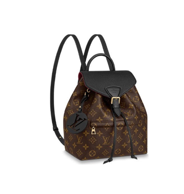 Louis Vuitton Montsouris BB Backpack Monogram Canvas with Black Leather Trim