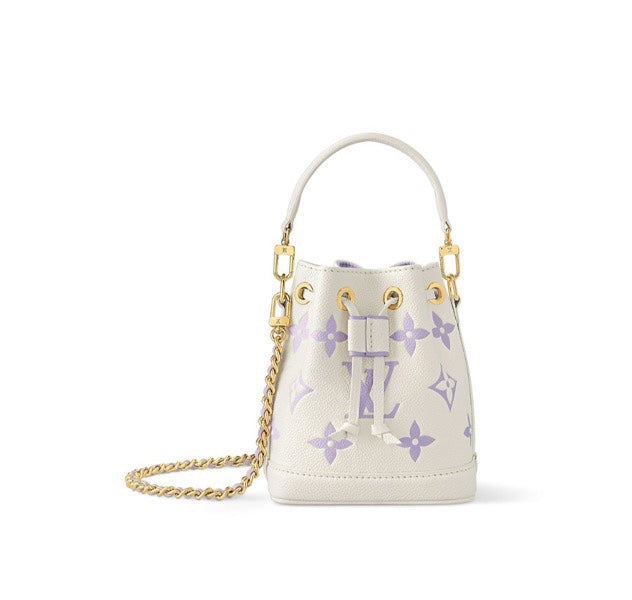 Louis Vuitton Nano Noé Bicolor Monogram Bucket Bag - White & Purple
