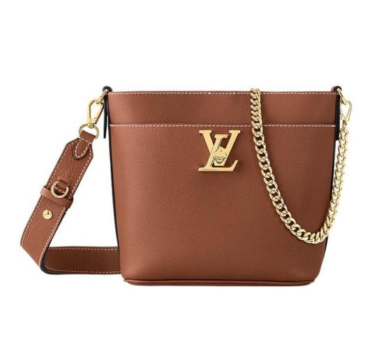 Louis Vuitton Lockme Bucket Bag - Brown Grained Leather with Gold-Tone Hardware