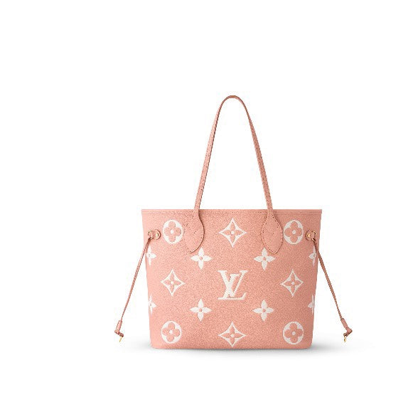 Louis Vuitton Neverfull MM Bicolor Monogram Empreinte Leather Tote - Pink/Cream