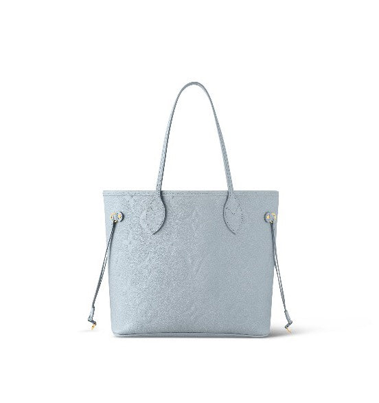 Louis Vuitton Neverfull MM Monogram Empreinte Leather Tote Bag - Light Blue