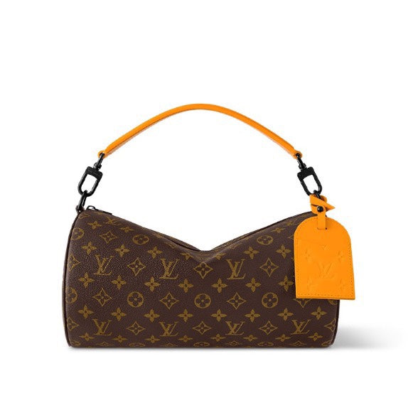 Louis Vuitton Monogram Soft Polochon Bag with Orange Leather Trim