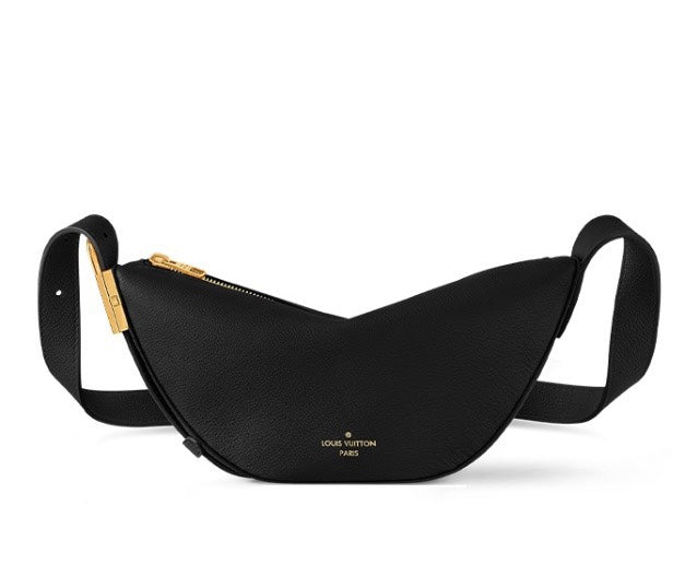 Louis Vuitton Black Leather Belt Bag with Gold Hardware