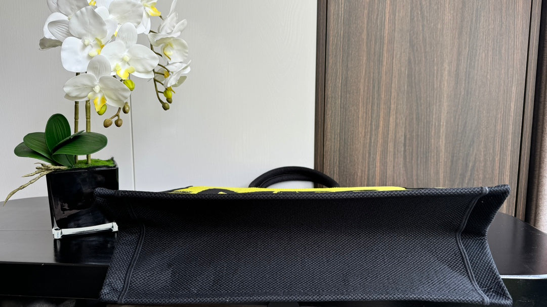 Christian Dior Miss Dior Book Tote Yellow and Black Graffiti Print Large Bag