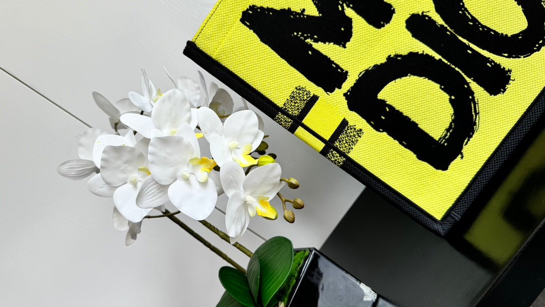 Christian Dior Yellow Miss Dior Graffiti Canvas Book Tote Bag