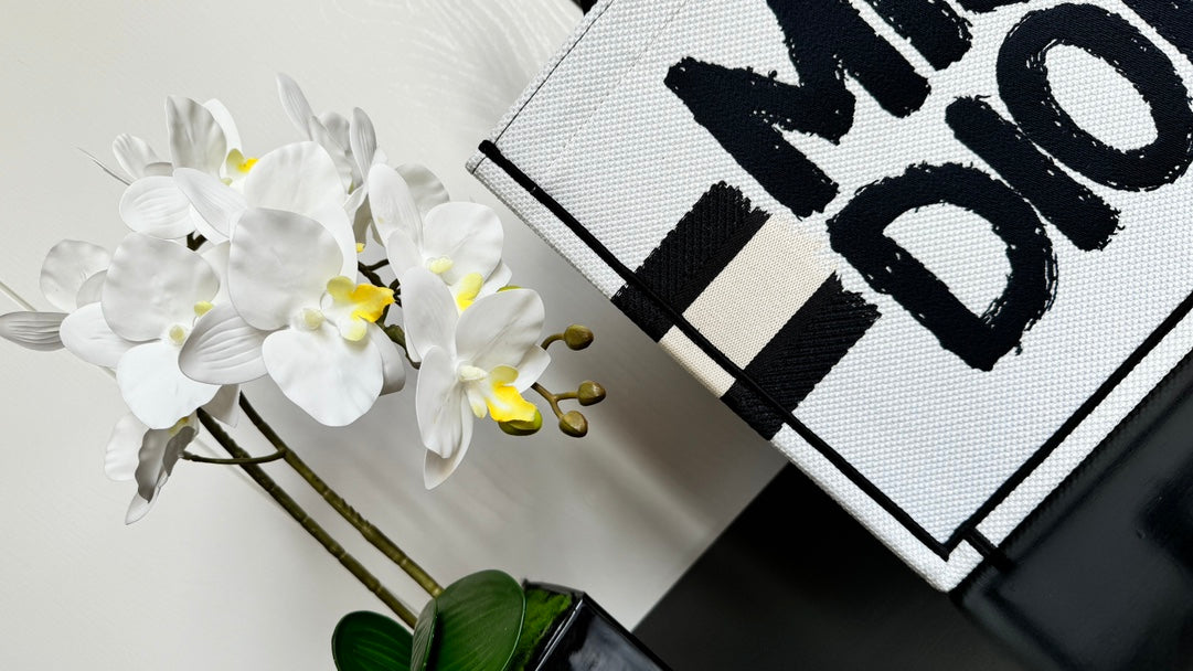 Christian Dior Medium Miss Dior Book Tote - White and Black Graffiti Canvas