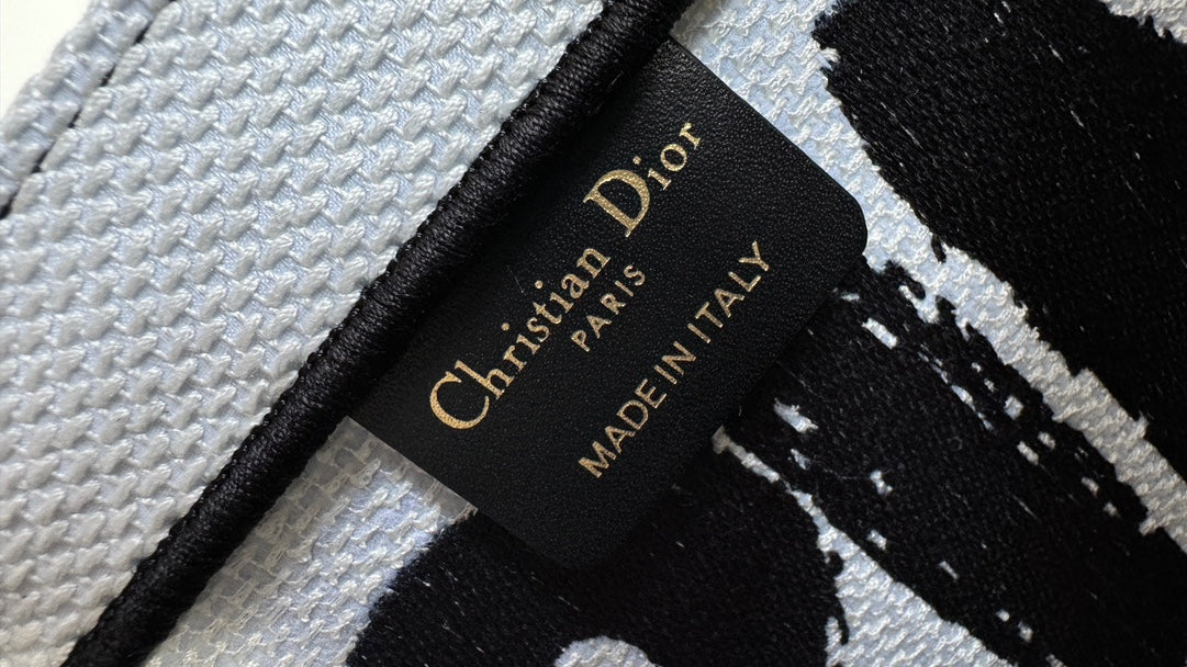 Christian Dior Miss Dior Graffiti Book Tote Bag - White and Black Canvas
