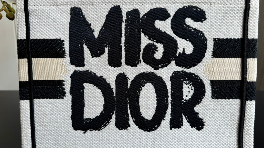 Dior Miss Dior Graffiti Canvas Tote Bag - White/Black