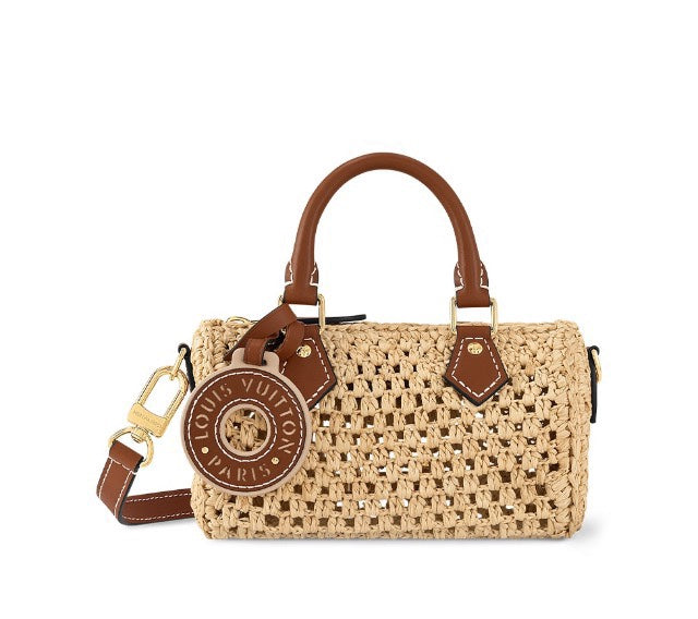 Louis Vuitton Papillon BB Raffia Handbag - Natural &amp; Brown
