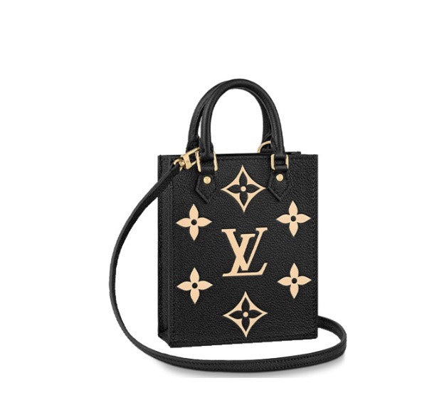 Louis Vuitton Petit Sac Plat Monogram Empreinte Black/Cream Leather Tote Bag