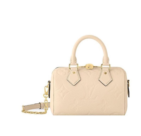 Louis Vuitton Speedy Bandoulière 20 Monogram Empreinte Leather Handbag - Beige