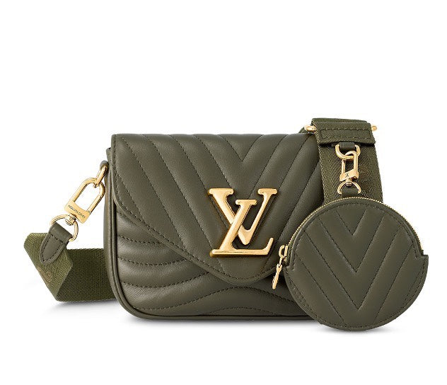 Louis Vuitton New Wave Multi-Pochette Khaki Green Quilted Leather Crossbody Bag
