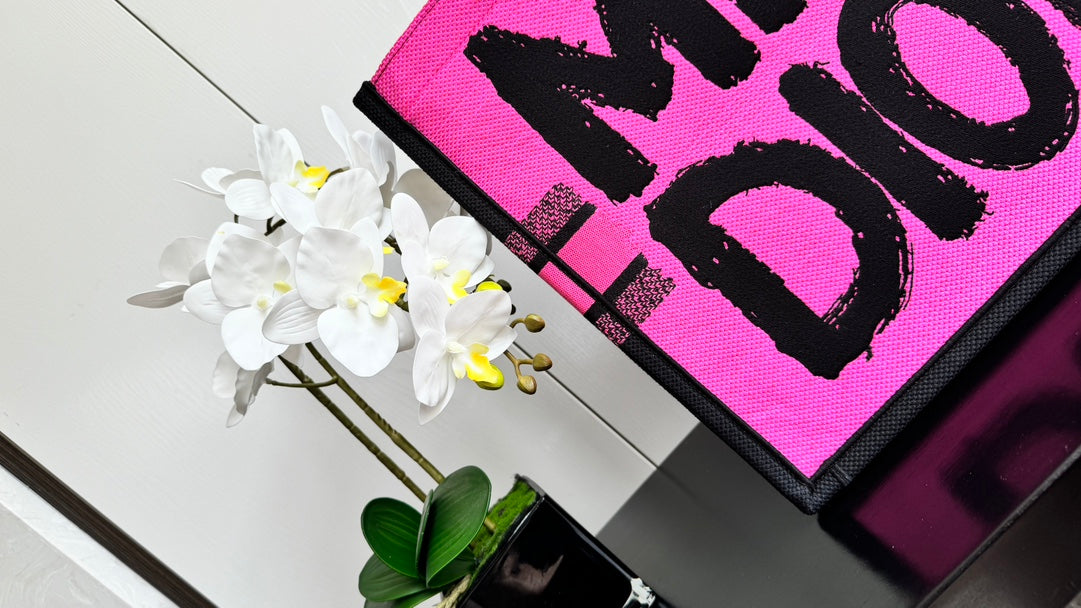 Dior Miss Dior Book Tote Pink and Black Graffiti Embroidered Canvas Bag