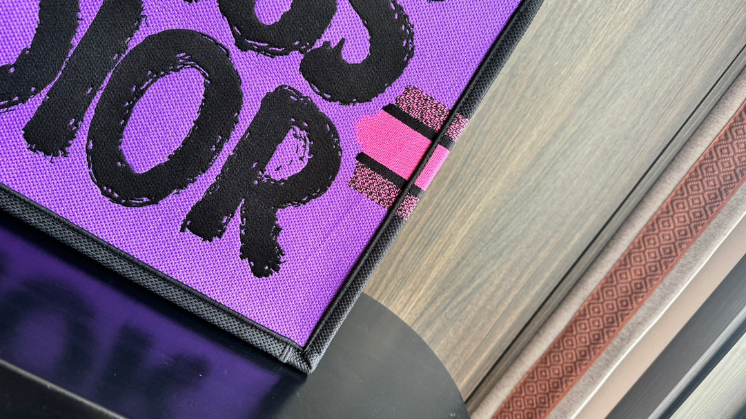 Christian Dior Large Miss Dior Book Tote Bag in Pink Canvas with Black Graffiti Text