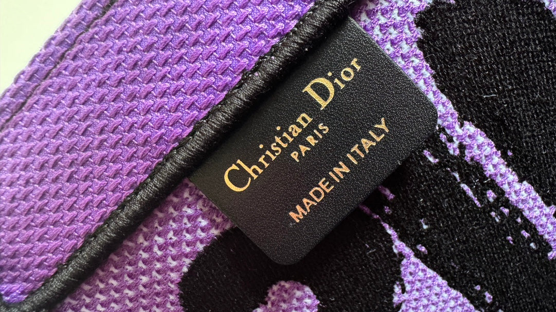 Dior Miss Dior Book Tote Pink Canvas Bag with Black Embroidery