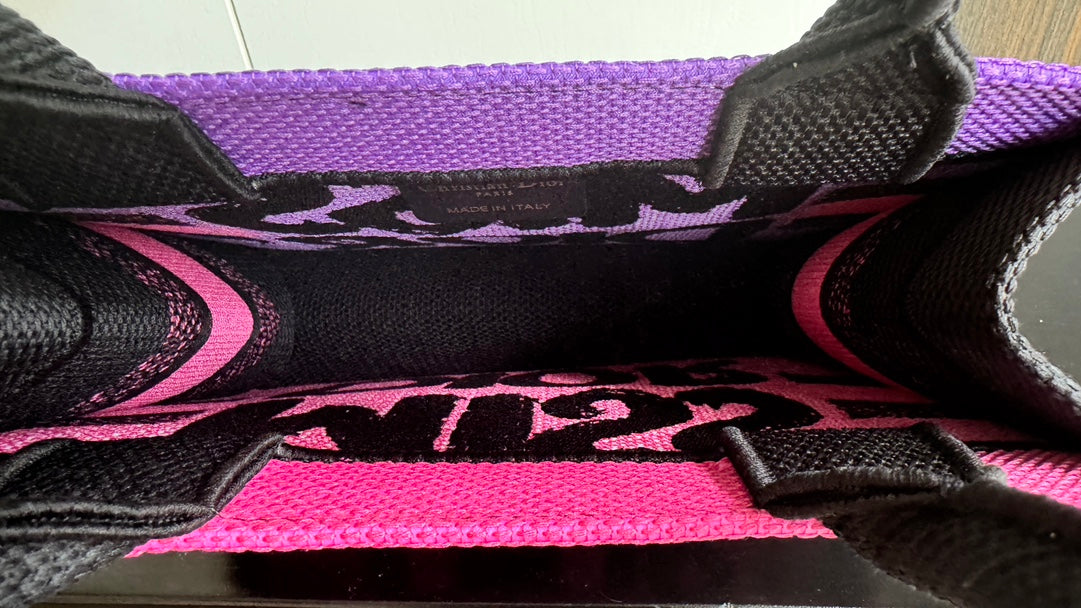 Christian Dior Miss Dior Graffiti Mini Book Tote Bag - Neon Pink/Black