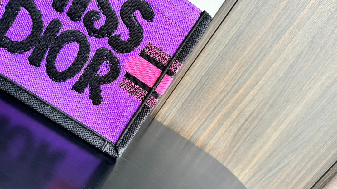 Christian Dior Miss Dior Graffiti Mini Book Tote Bag - Neon Pink/Black