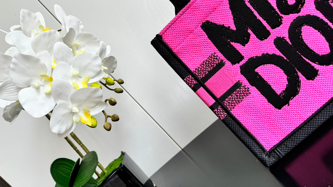 Christian Dior Miss Dior Graffiti Mini Book Tote - Pink and Black Canvas