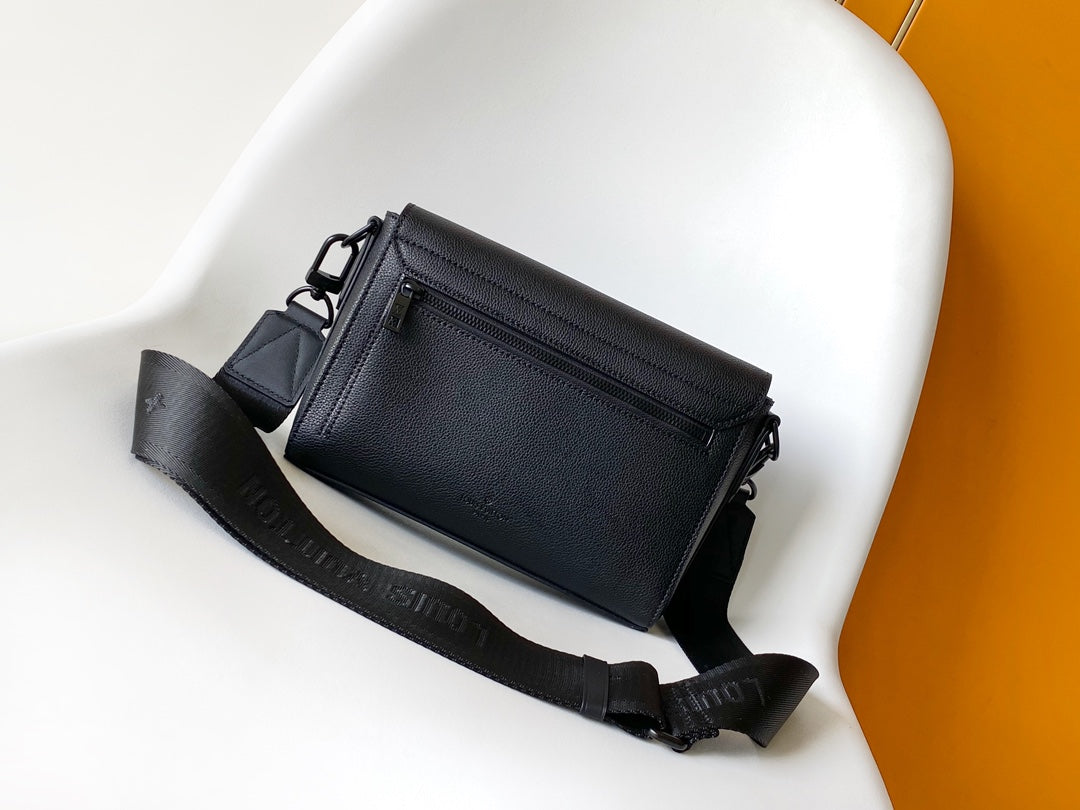 Louis Vuitton S-Lock Messenger Crossbody Bag - Matte Black Taiga Leather