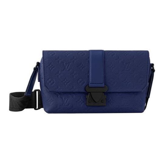 Louis Vuitton S-Lock Messenger Bag - Blue Monogram Taurillon Leather