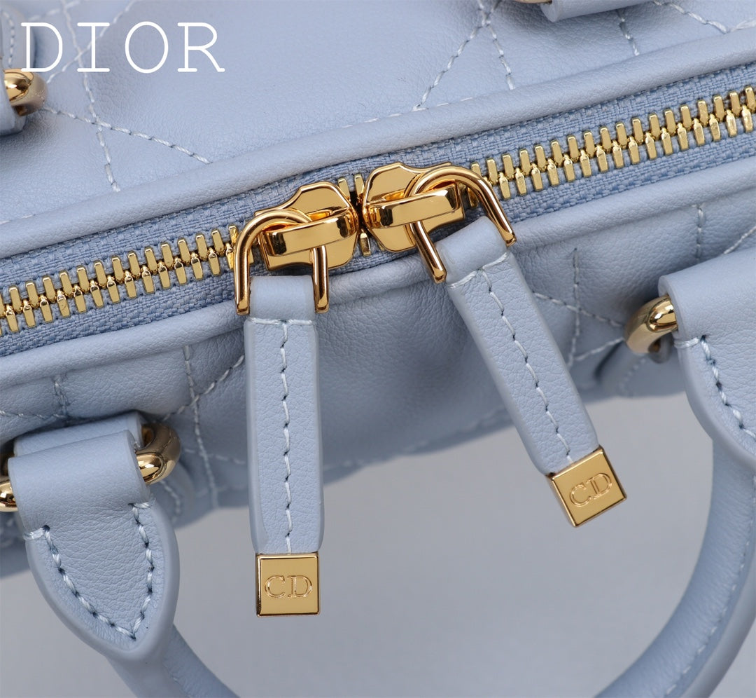 Christian Dior Micro Dior Vibe Bowling Bag - Cloud Blue Cannage Lambskin