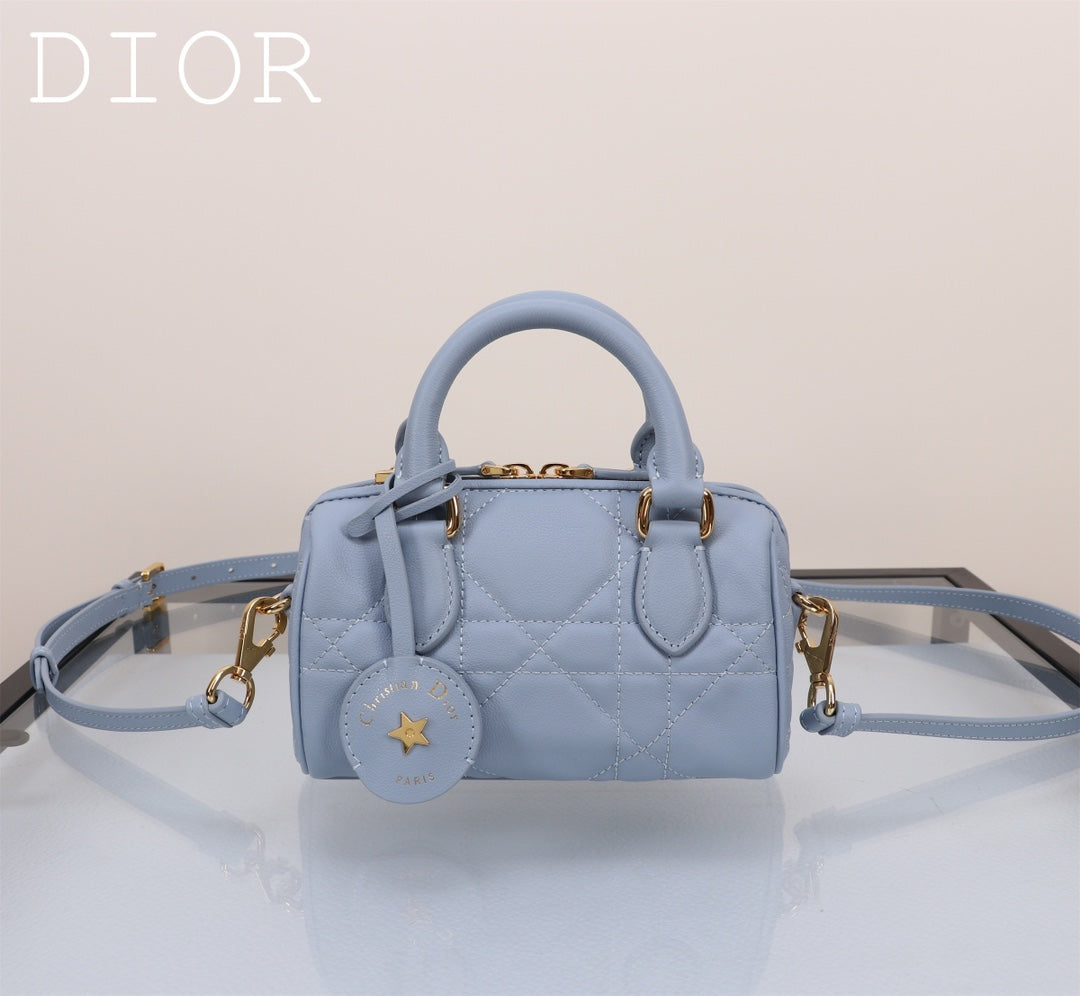 Christian Dior Micro Dior Vibe Bowling Bag - Cloud Blue Cannage Lambskin