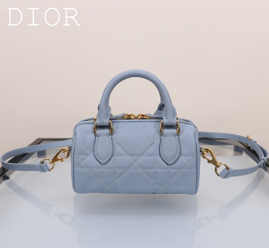 Dior Micro Lady Dior Bag Cloud Blue Cannage Lambskin Top Handle