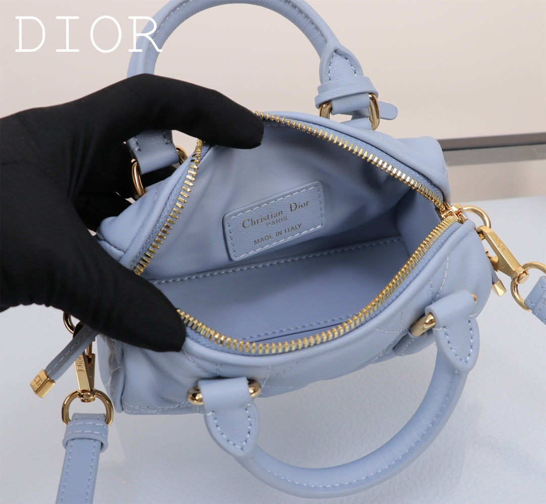 Dior Micro Lady Dior Bag Cloud Blue Cannage Lambskin Top Handle